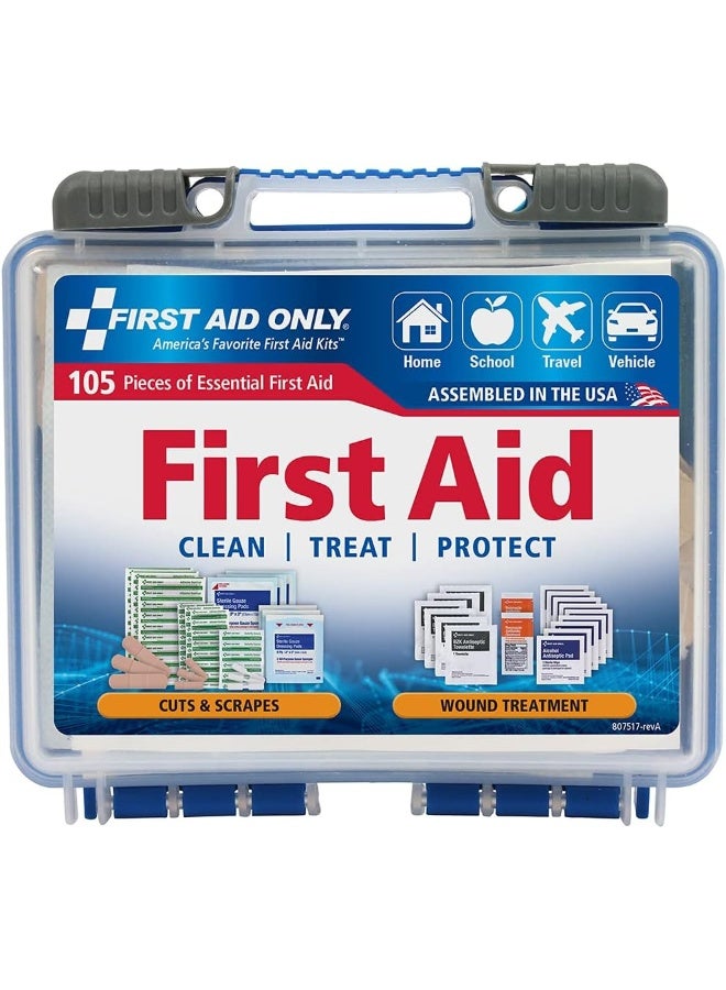 First Aid Only On-The-Go Emergency First Aid Kit for Home, Work, and Travel, 105 Pieces - Image 1